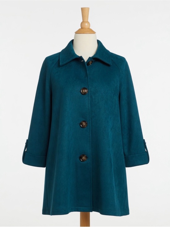 BOHO CHIC Jackets & Blazers - Boho Chic Teal Suede Button Swing Coat